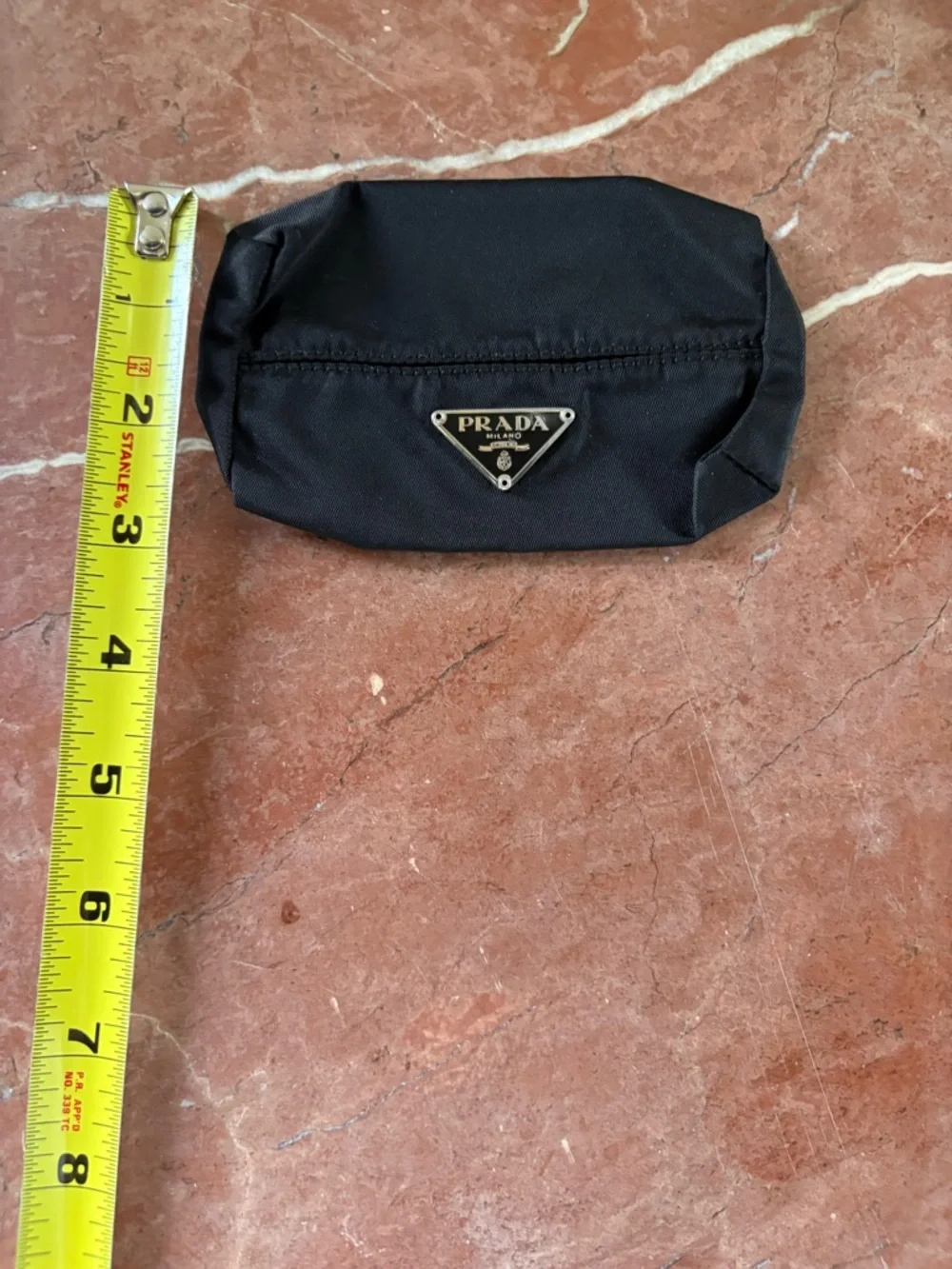 Prada Black Nylon Triangle Logo Pouch - Picture 3 of 4